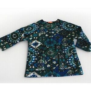 VILAGALLO Women's Designer Wool Blend Cardigan Jacket Black Green Blue Sz 42